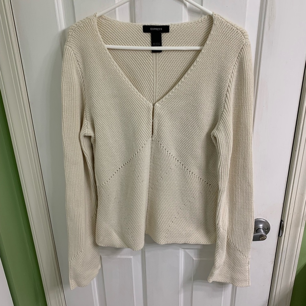 Long sleeve cream color sweater from Express XL - Picture 1 of 7